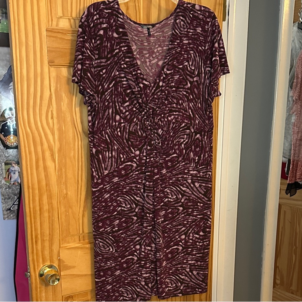 Daisy Fuentes Plum Patterned Midi Dress